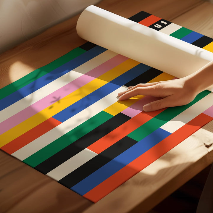 Vertical Retro Bauhaus Prism Coloured Duo wall - art - picture - poster