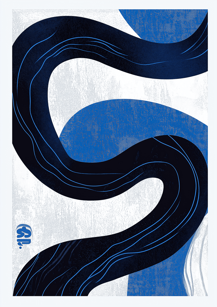 Vertical Wave Abstract Japanese Wall Art