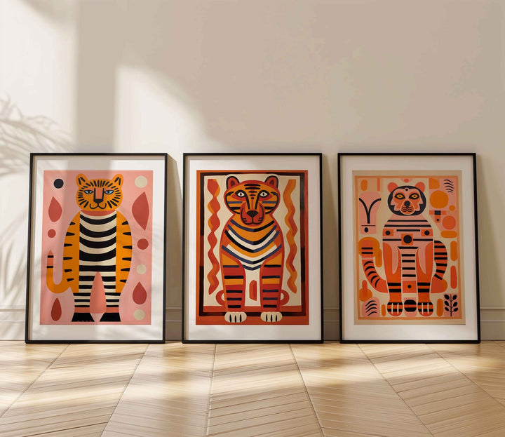 Vibrant Colourful Tiger Wall Art Trio Set - Style My Wall