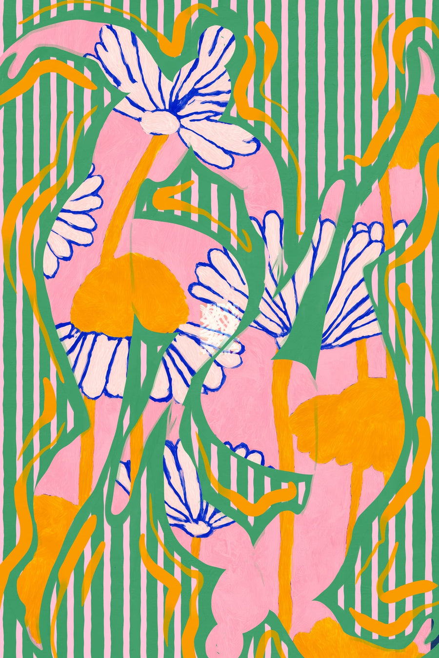 Vibrant Striped Daisies By Treechild | Art & Canvas Print