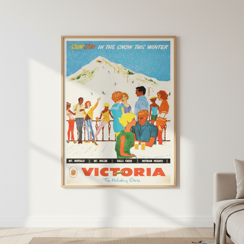 Victoria Sun Tan Snow Retro Wall Art Print wall - art - picture - poster