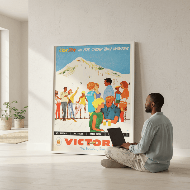 Victoria Sun Tan Snow Retro Wall Art Print wall - art - picture - poster