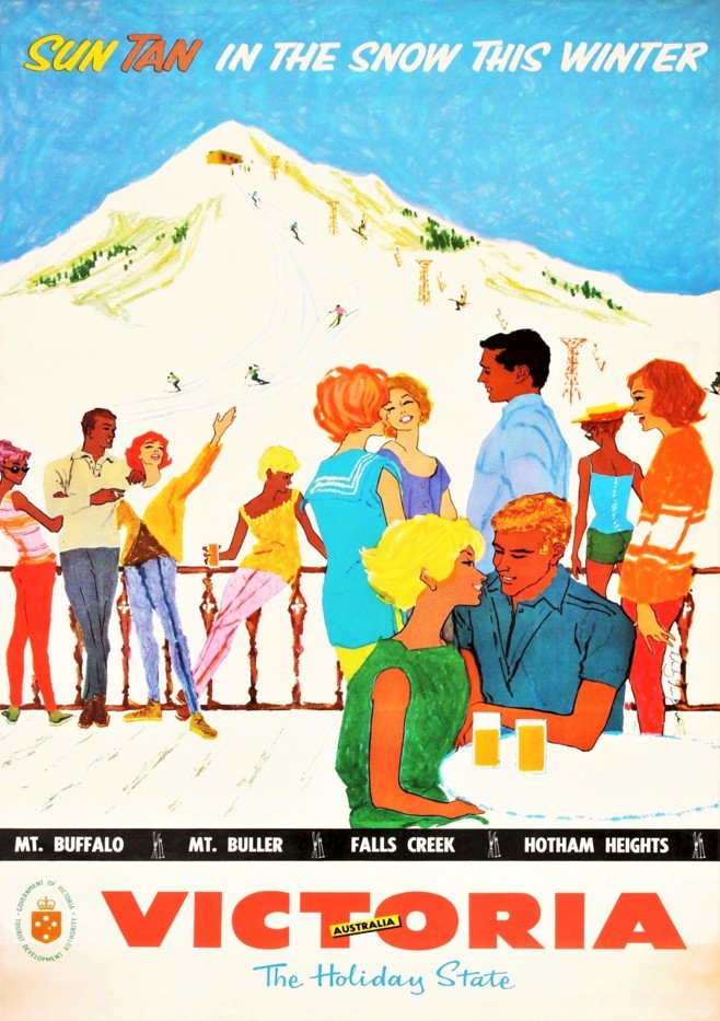 Victoria Sun Tan Snow Retro Wall Art Print