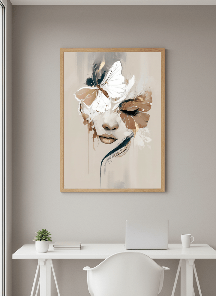 Contemporary wall art featured in a bright modern office workspace