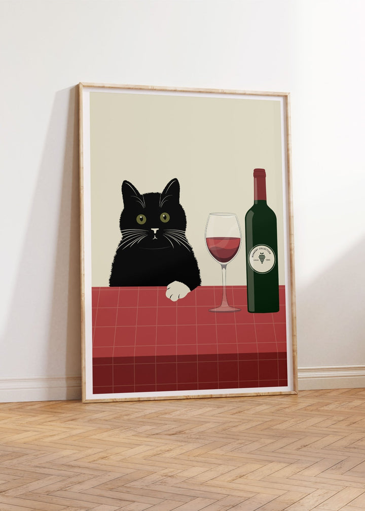 Vino Black Cat Kitchen Wall Art - Style My Wall