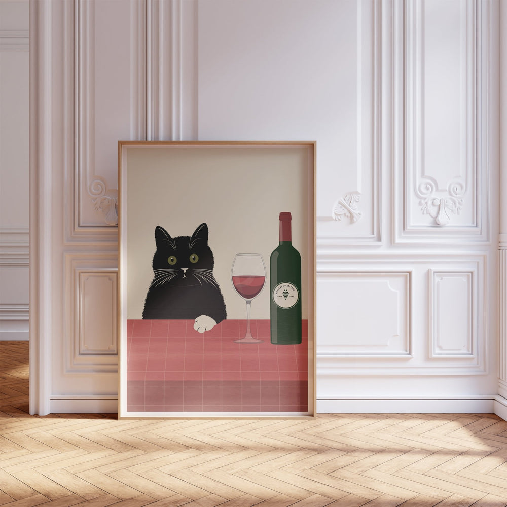 Vino Black Cat Kitchen Wall Art - Style My Wall