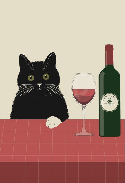 Vino Black Cat Kitchen Wall Art