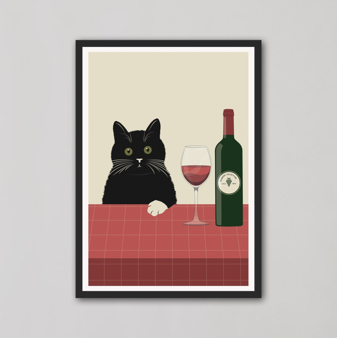Vino Black Cat Kitchen Wall Art - Style My Wall