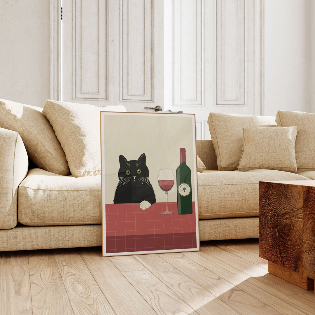 Vino Black Cat Kitchen Wall Art - Style My Wall