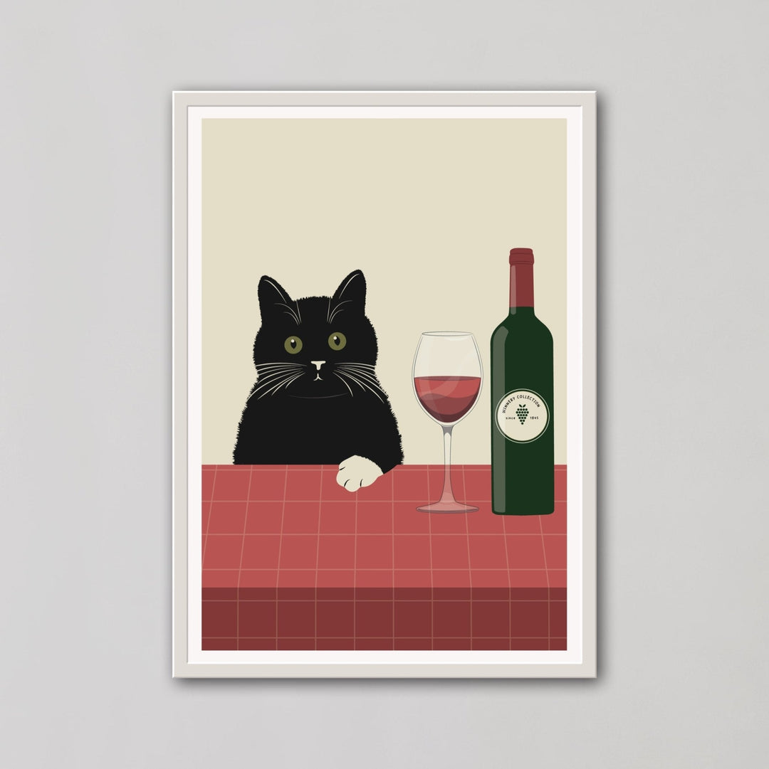Vino Black Cat Kitchen Wall Art - Style My Wall