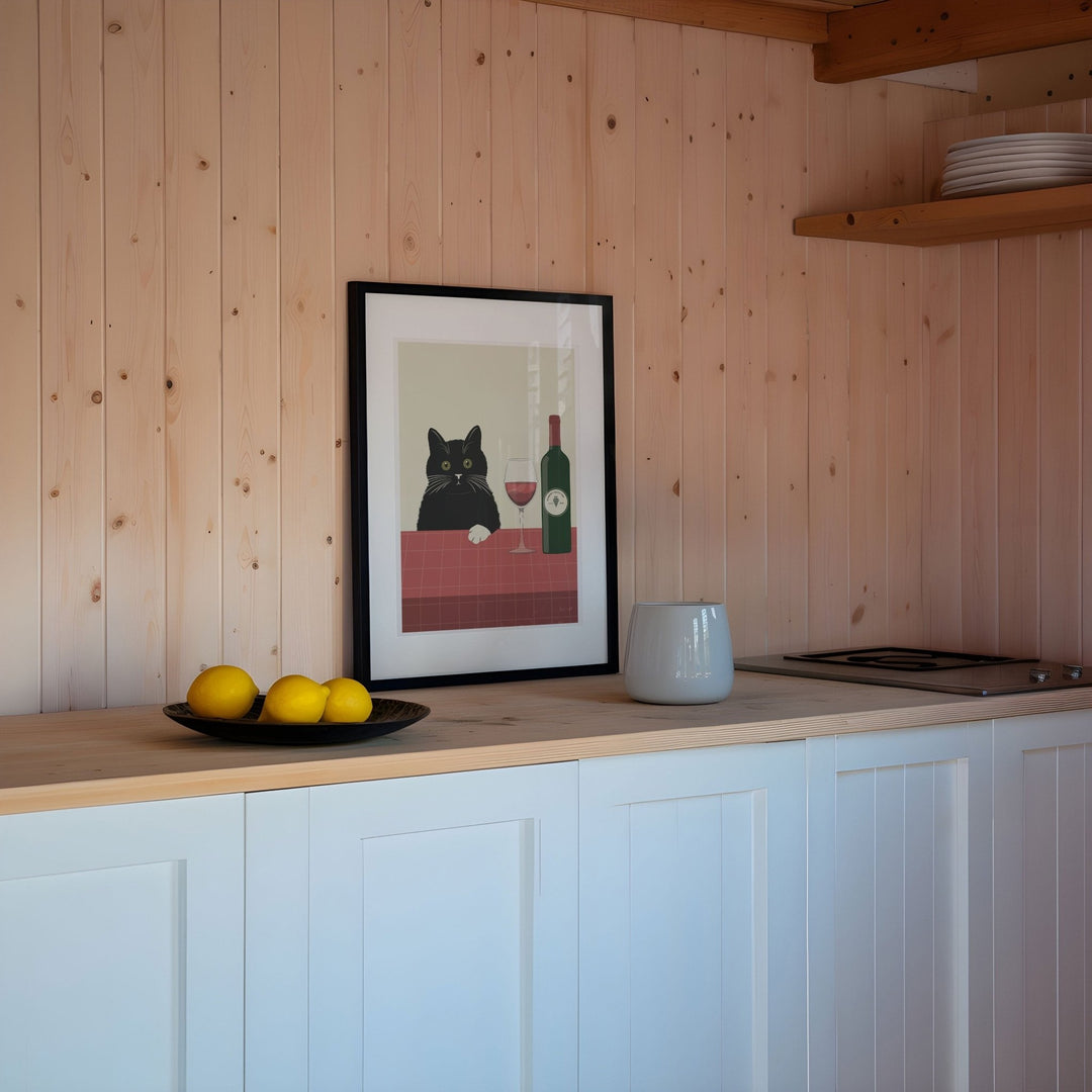 Vino Black Cat Kitchen Wall Art - Style My Wall