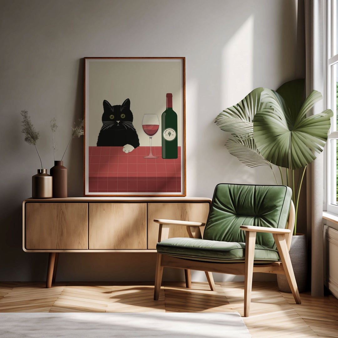 Vino Black Cat Kitchen Wall Art - Style My Wall