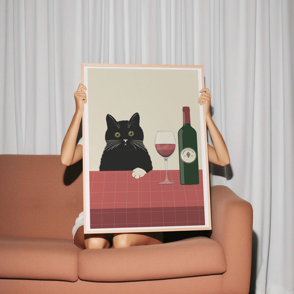 Vino Black Cat Kitchen Wall Art