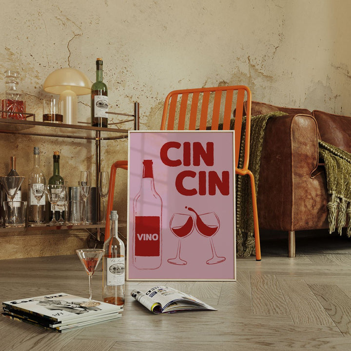 Vino Cin Cin Kitchen Framed Wall Art - Style My Wall