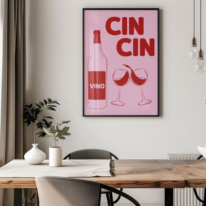 Vino Cin Cin Kitchen Framed Wall Art - Style My Wall