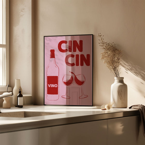 Vino Cin Cin Kitchen Framed Wall Art