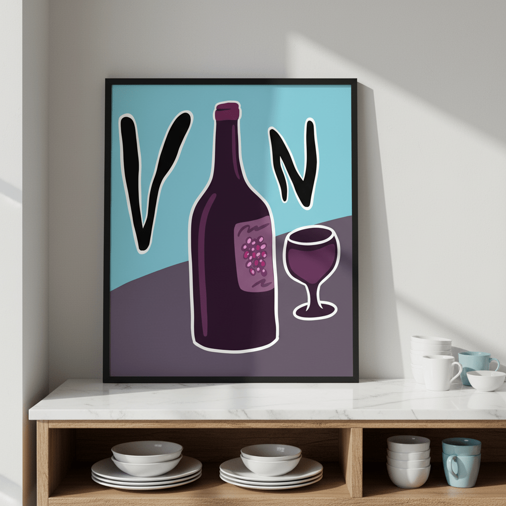 Vino in Picasso Style by Justin Bausch wall - art - picture - poster