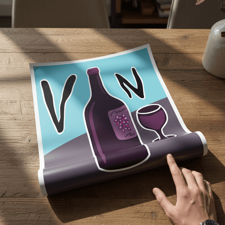 Vino in Picasso Style by Justin Bausch wall - art - picture - poster
