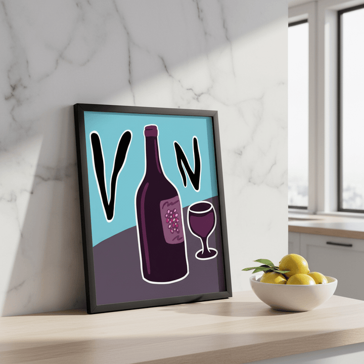 Vino in Picasso Style by Justin Bausch wall - art - picture - poster