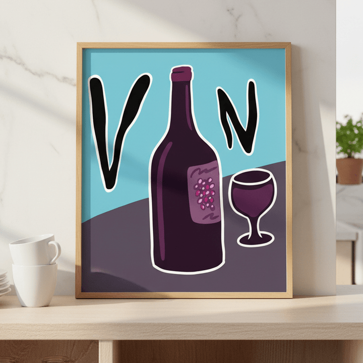 Vino in Picasso Style by Justin Bausch wall - art - picture - poster