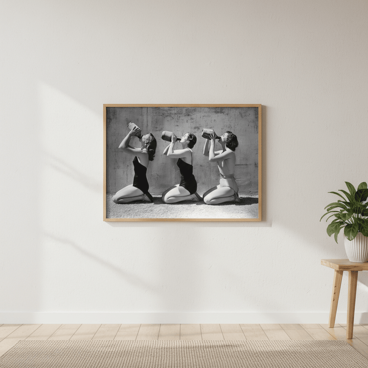 Vino Jug Drinking Girls Vintage Wall Art Print wall - art - picture - poster