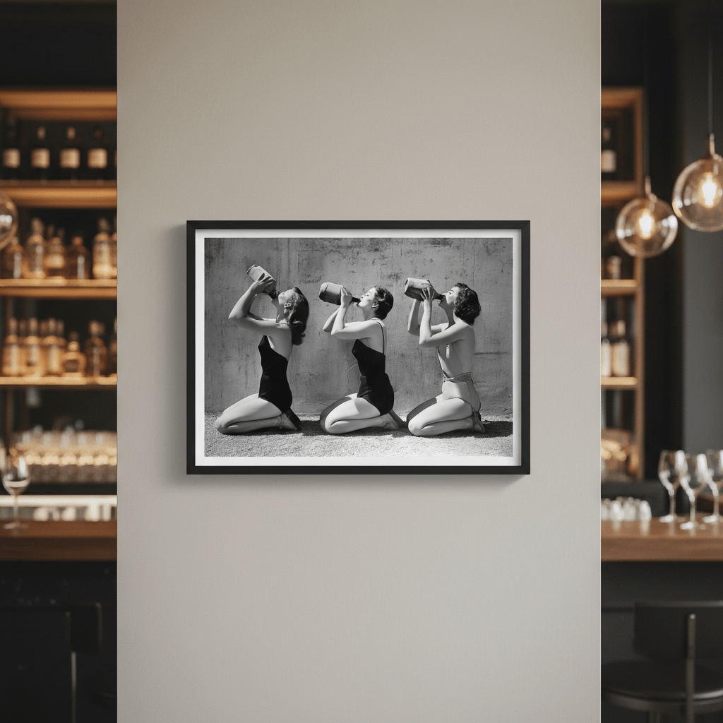 Vino Jug Drinking Girls Vintage Wall Art Print wall - art - picture - poster