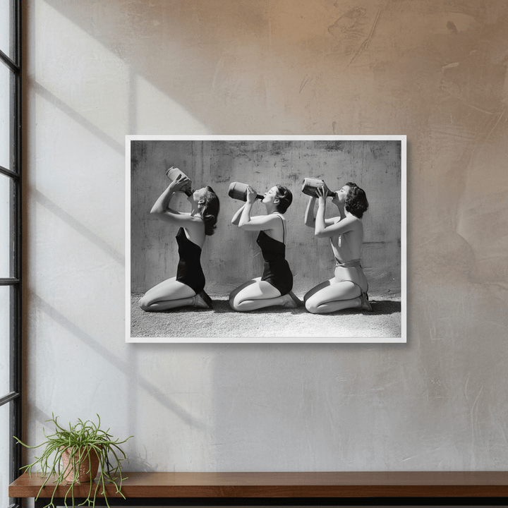 Vino Jug Drinking Girls Vintage Wall Art Print wall - art - picture - poster