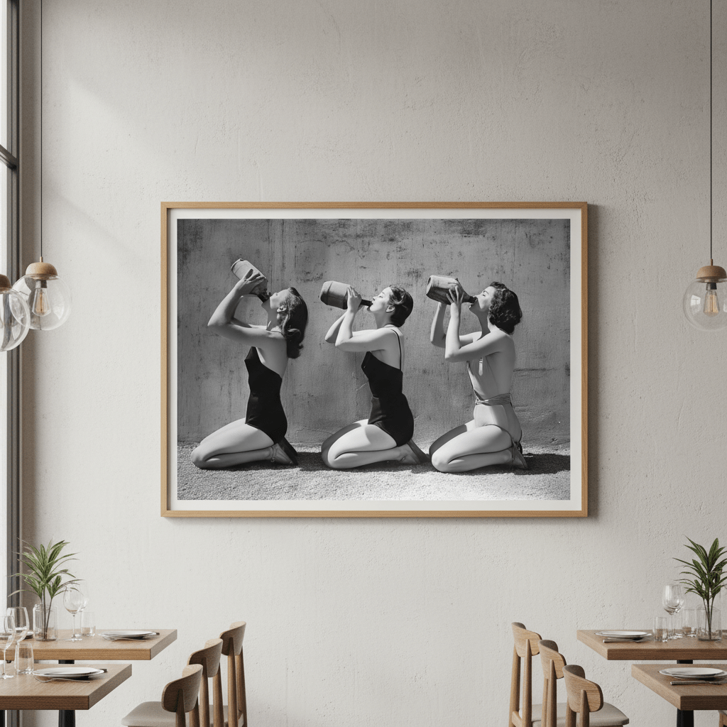 Vino Jug Drinking Girls Vintage Wall Art Print wall - art - picture - poster