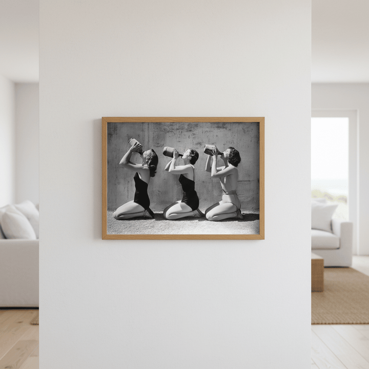 Vino Jug Drinking Girls Vintage Wall Art Print wall - art - picture - poster