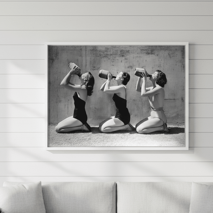 Vino Jug Drinking Girls Vintage Wall Art Print wall - art - picture - poster