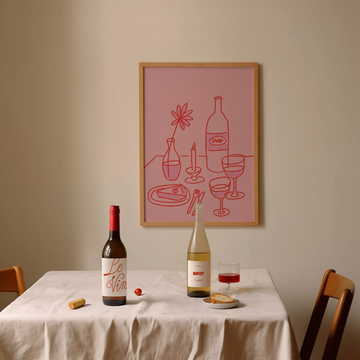 Vino Scene by Lucia Sankovic,dining room,timber border