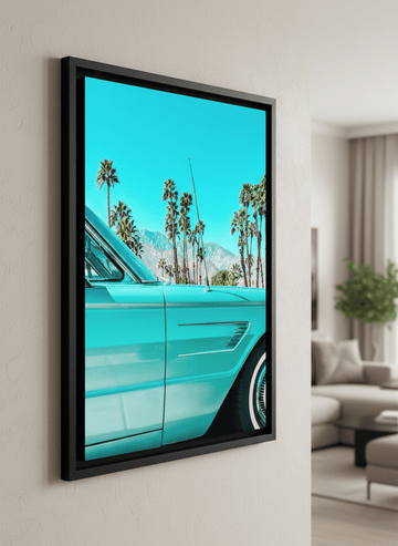 Modern wall art styled above a sofa in a neutral living room