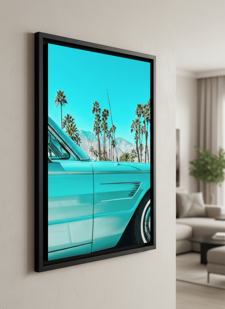 Modern wall art styled above a sofa in a neutral living room