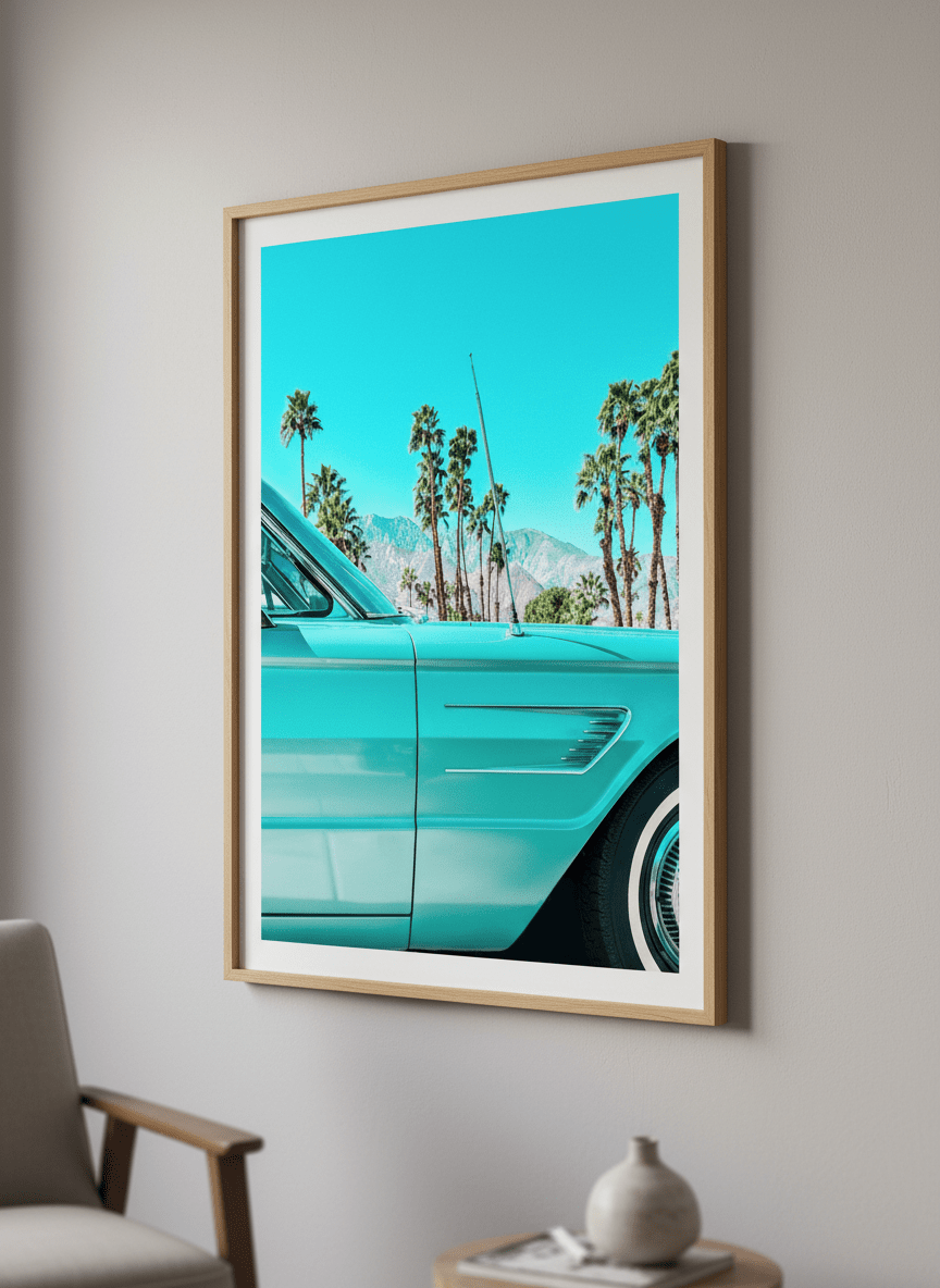 Modern wall art styled above a sofa in a neutral living room