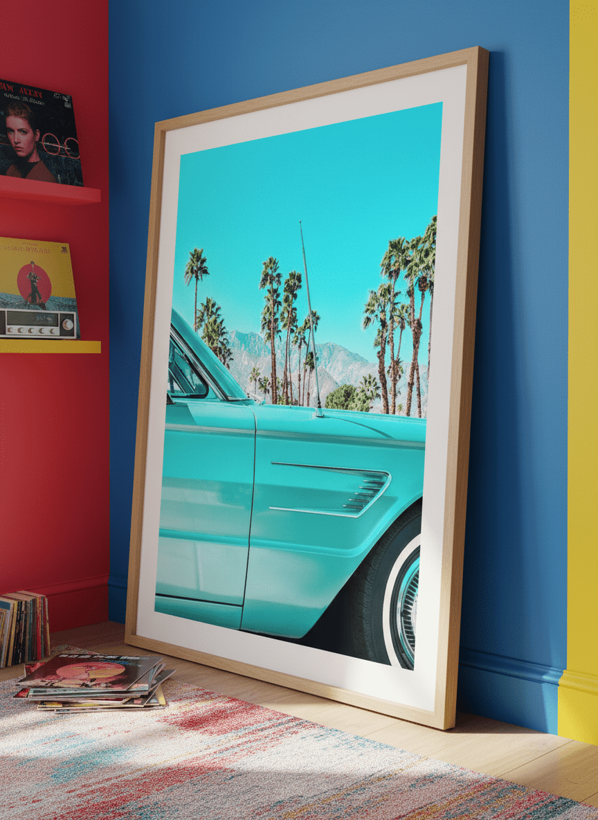 Bold wall art styled in a colourful, eclectic modern home