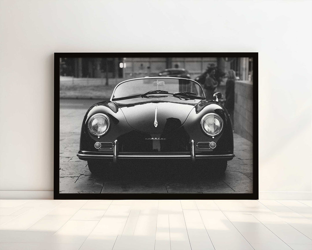 Vintage Porsche 911 black border wall art