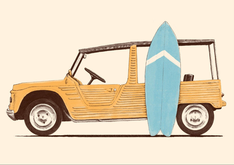 Vintage Car with Surfboard by Florent Bodart