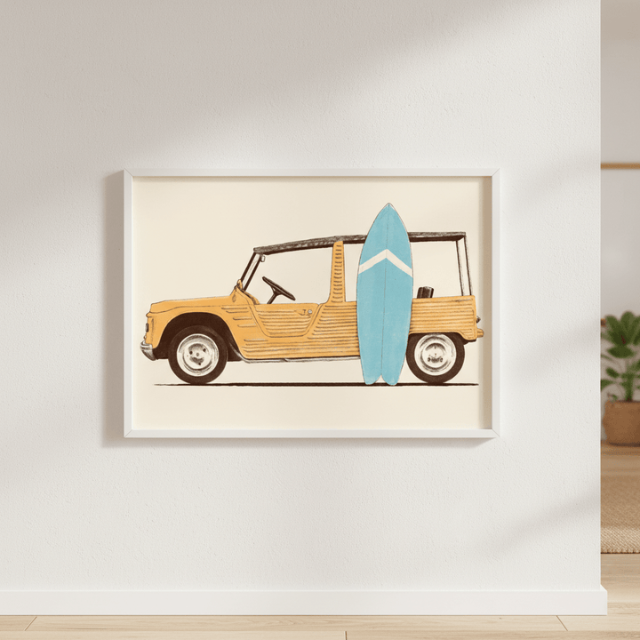 Vintage Car with Surfboard by Florent Bodart wall - art - picture - poster
