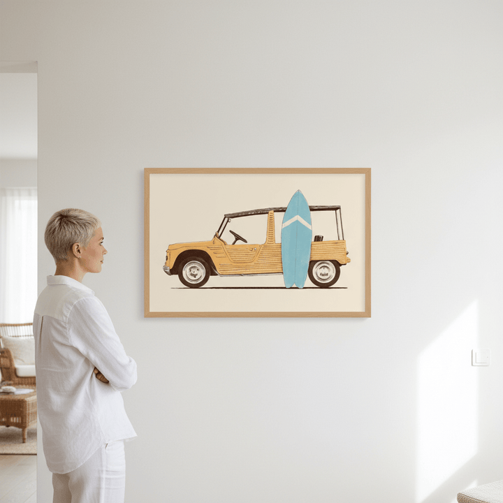 Vintage Car with Surfboard by Florent Bodart wall - art - picture - poster