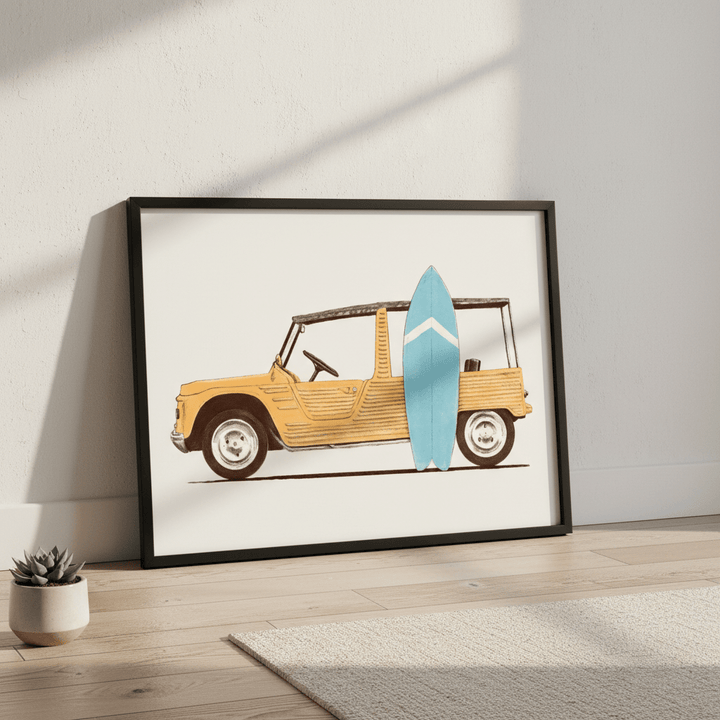 Vintage Car with Surfboard by Florent Bodart wall - art - picture - poster