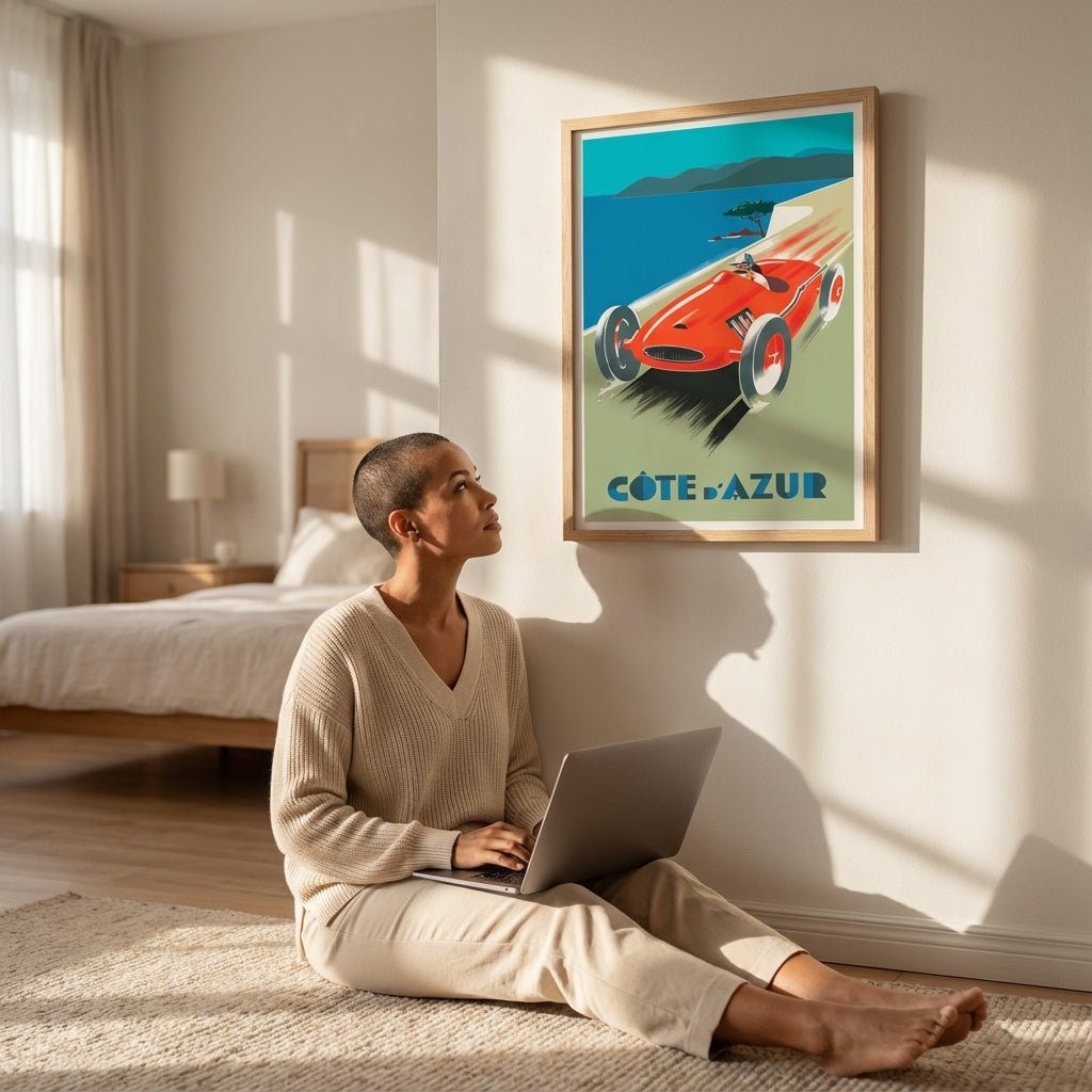 Vintage French Riveria Car Race Poster wall - art - picture - poster