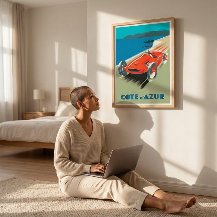Vintage French Riveria Car Race Poster wall - art - picture - poster