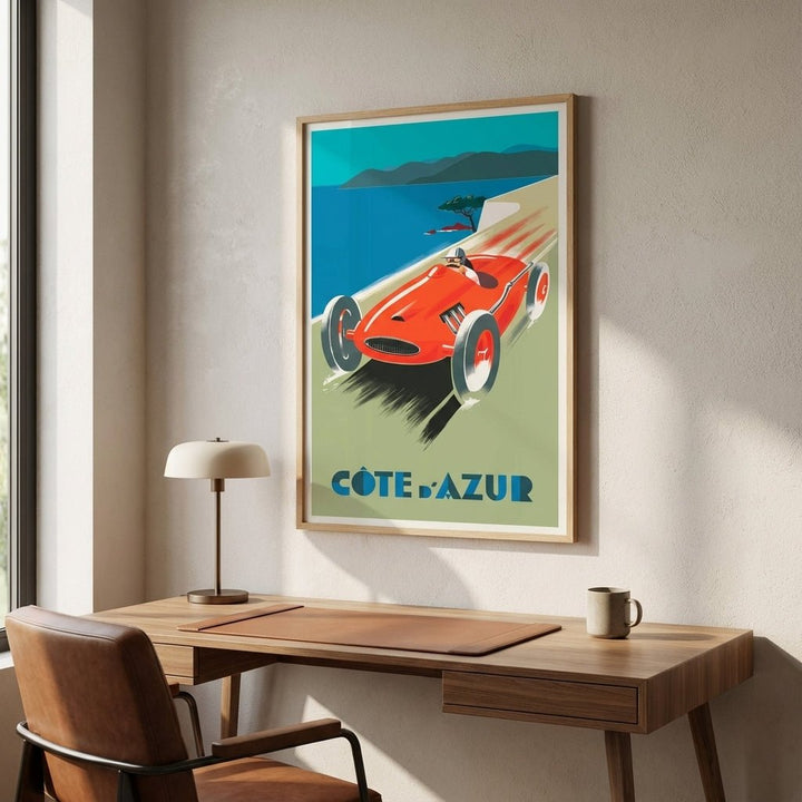 Vintage French Riveria Car Race Poster wall - art - picture - poster