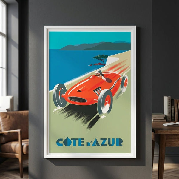 Vintage French Riveria Car Race | Art & Canvas Print
