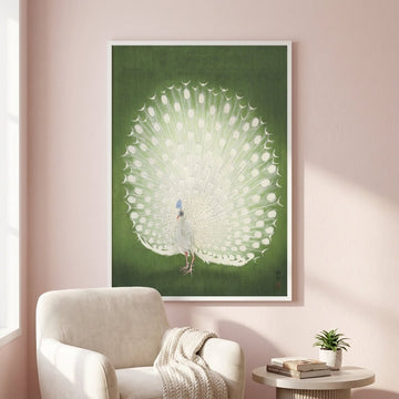 Vintage Japanese Green Peacock by Ohara Koson wall - art - picture - poster