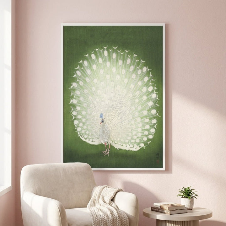 Vintage Japanese Green Peacock by Ohara Koson wall - art - picture - poster