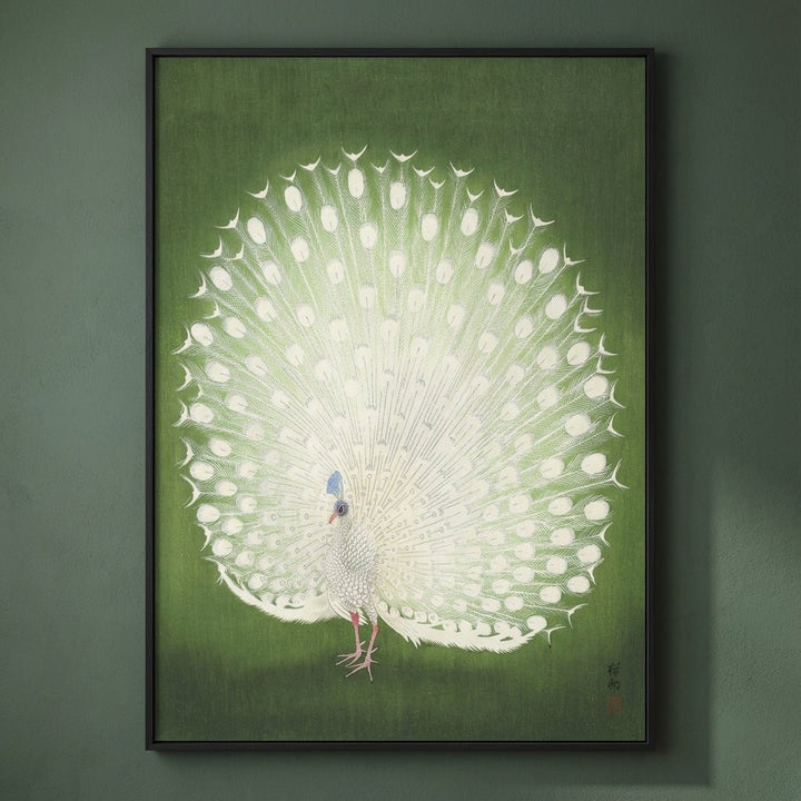 Vintage Japanese Green Peacock by Ohara Koson wall - art - picture - poster