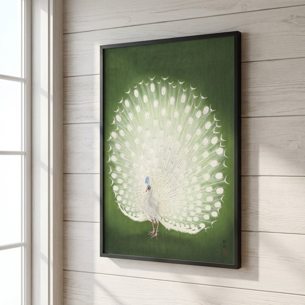 Vintage Japanese Green Peacock by Ohara Koson wall - art - picture - poster