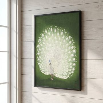 Vintage Japanese Green Peacock by Ohara Koson wall - art - picture - poster