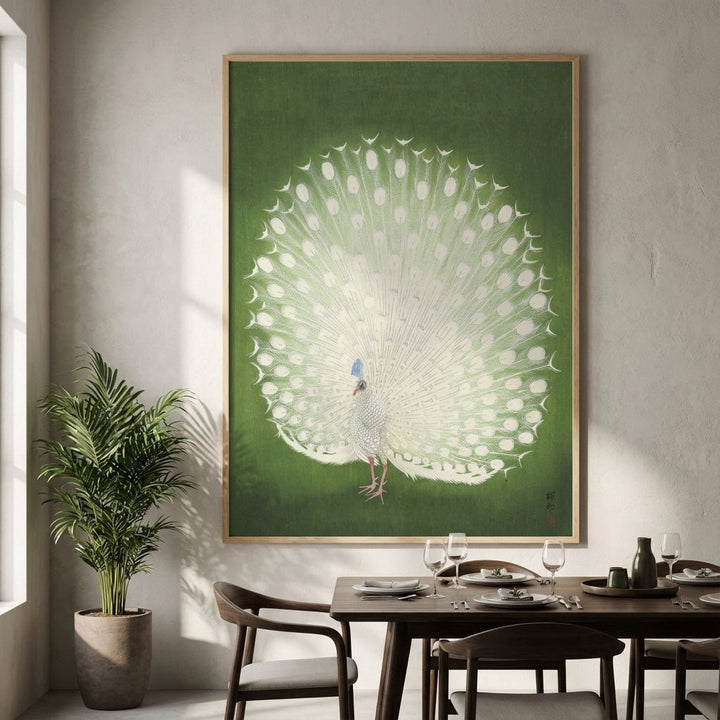 Vintage Japanese Green Peacock by Ohara Koson wall - art - picture - poster